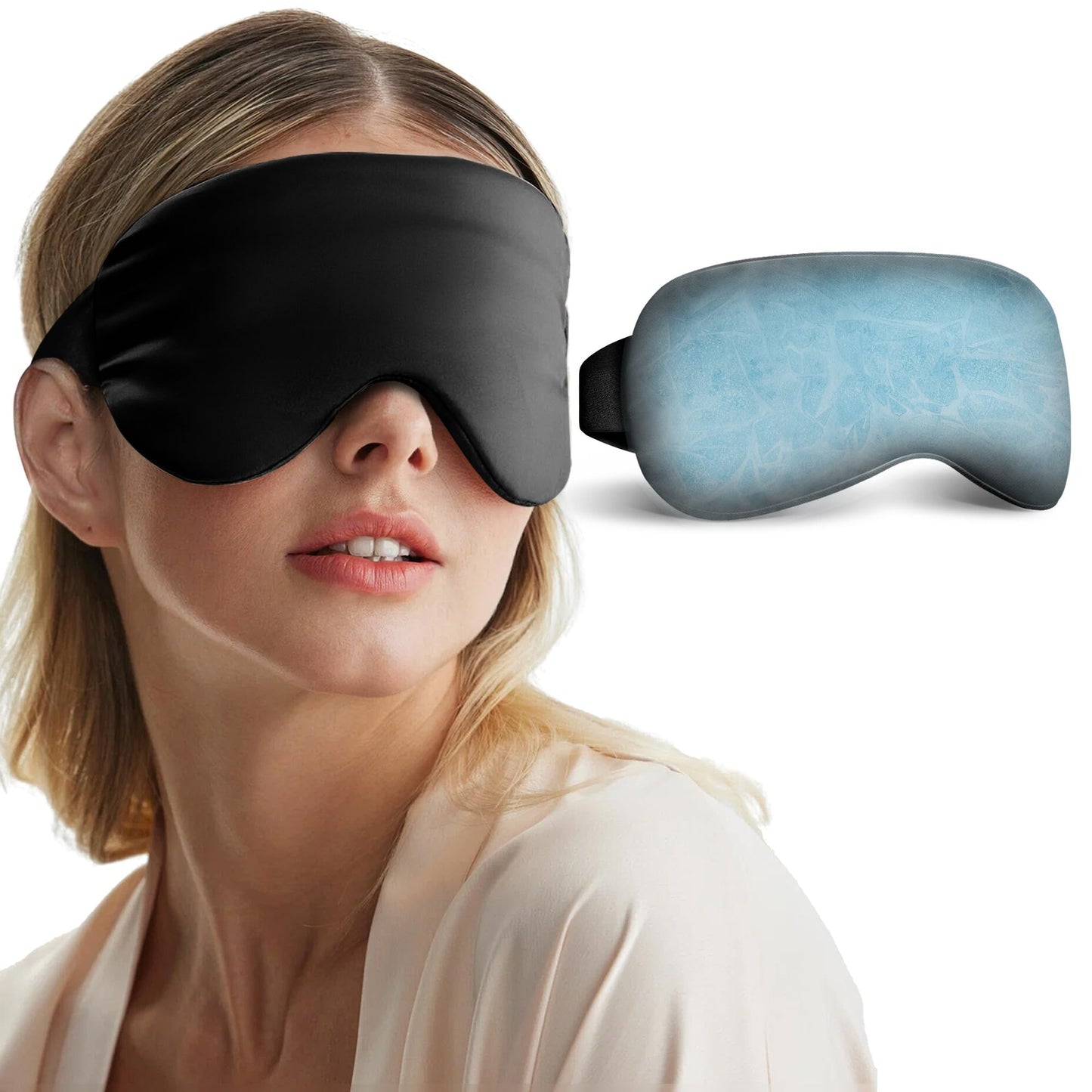 Cooling Eye Mask, Cold Eye Masks for Dark Circles, Puffiness, Headache, Migraines Weighted Gel Eye Mask Eye Ice Pack Reusable Cold Eye Compress (Blue)