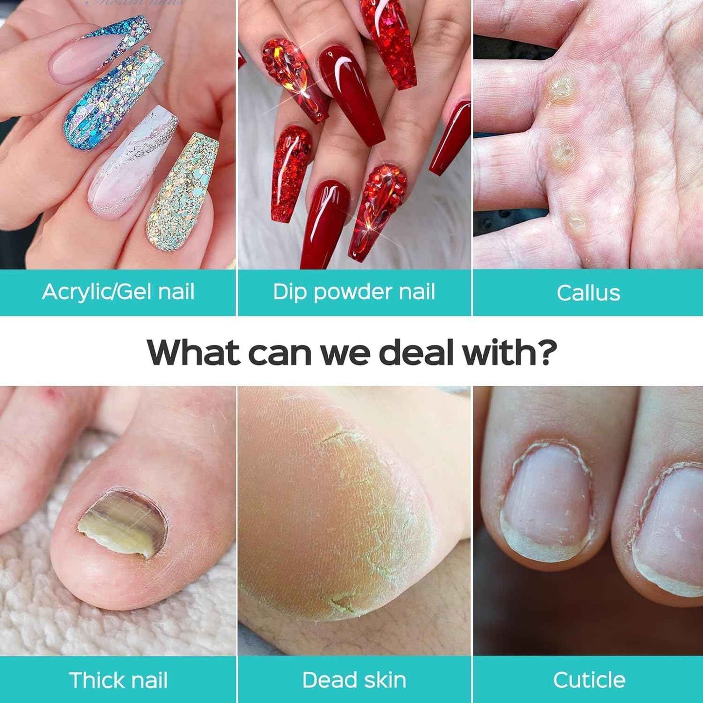 2-in-1 Professional Cordless Electric Nail Drill File&Callus Remover for Feet Hand Care-Wider Grinder for Dead Skin,Thick Nails,Acrylic Gel Nails,15 Speed,LED Display for Women Men Seniors Home Salon