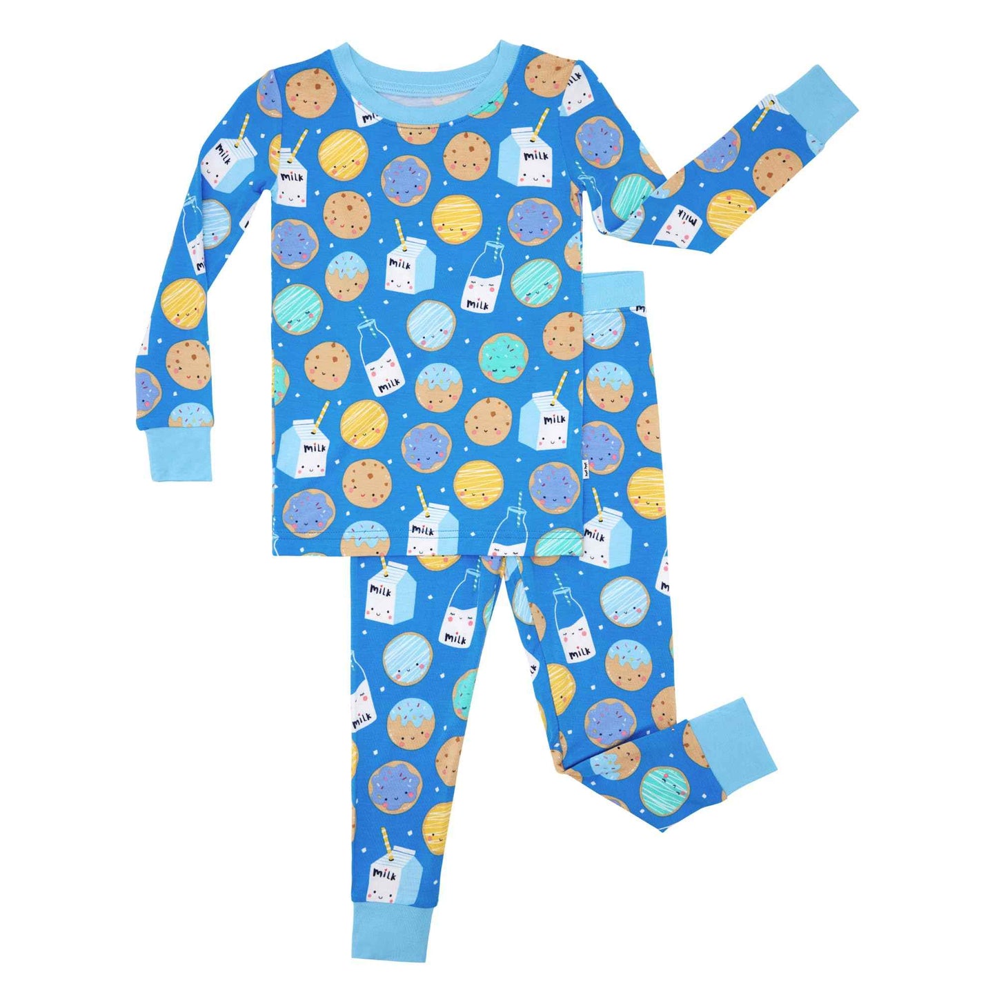 Little Sleepies Two-Piece Pajama Set for Boys & Girls, Soft Viscose from Bamboo Toddler Pajamas for Kids, Family Matching PJs, Blue Cookies & Milk, 18-24M