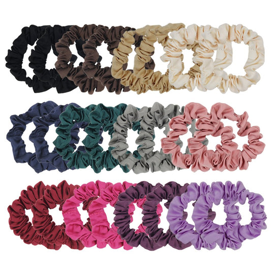 Set of 24Pcs Satin Hair Scrunchies Rubber Bands Elastic Hair Ties Ponytail Holder Satin Fabric Hair Ties (Mix Colors)