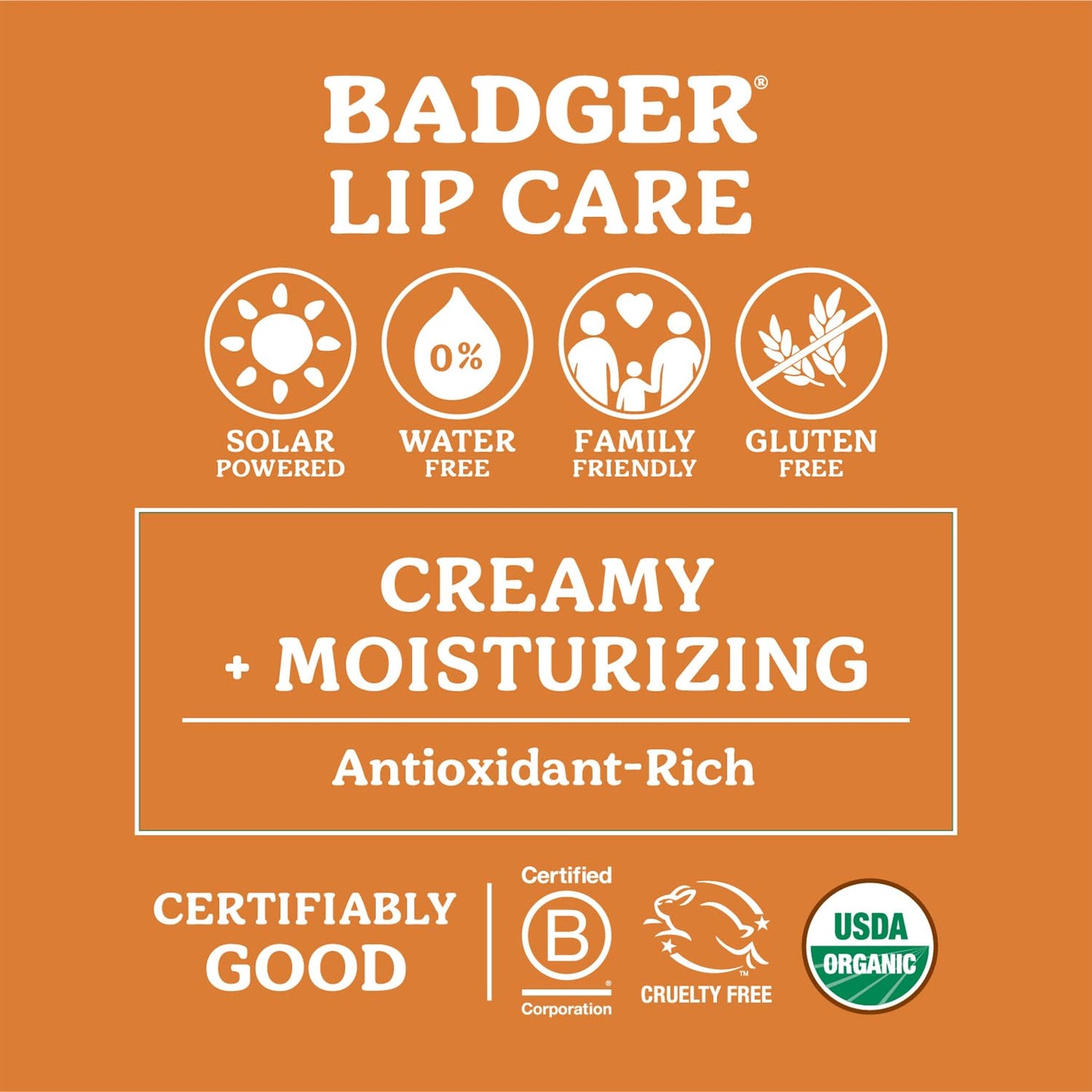 Badger - Cocoa Butter Lip Balm Set, Fair Trade, Certified Organic Lip Butter, Flavored, Cocoa, Vanilla, Orange, Mint, 0.25 oz (4 Pack)