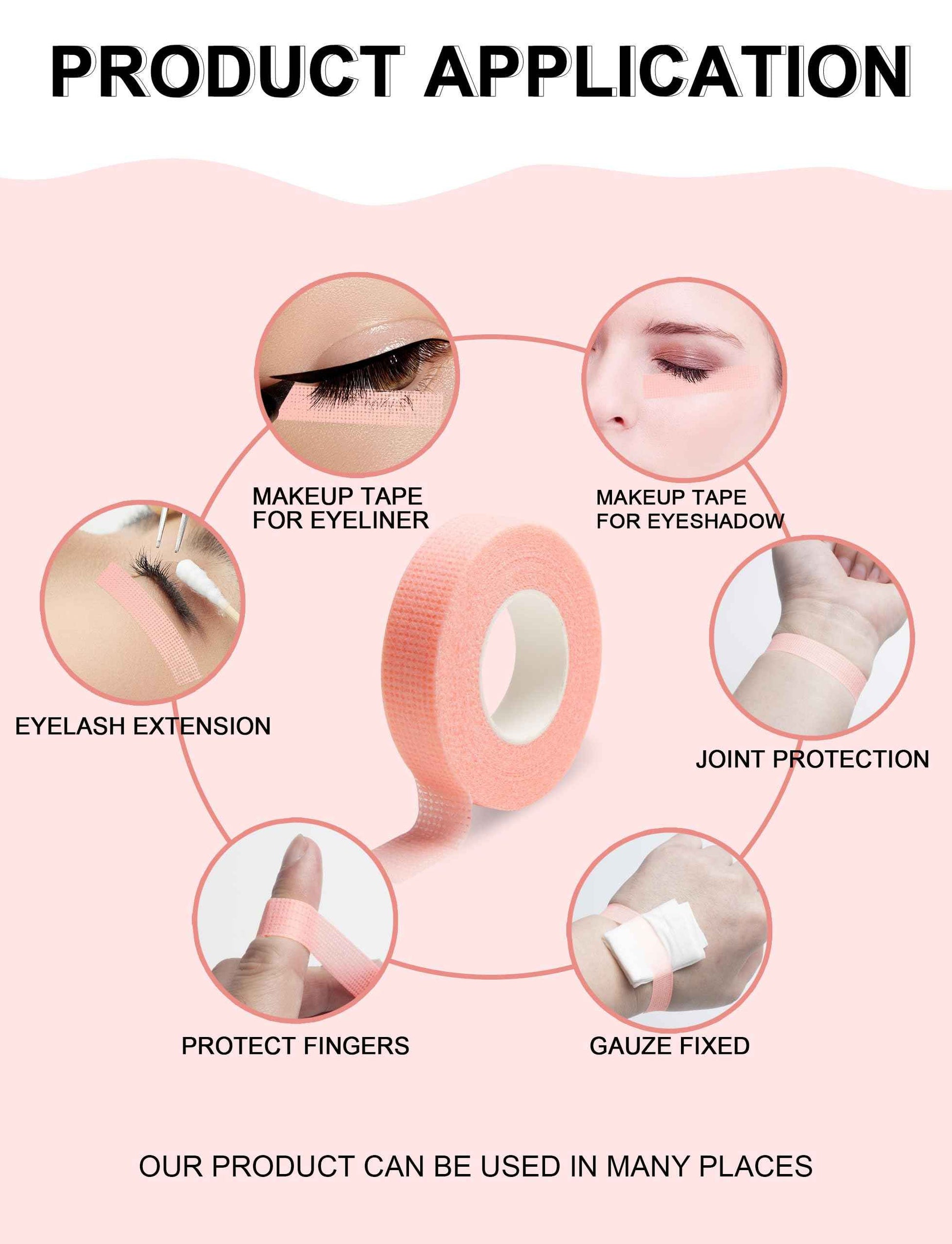 fenshine 6 Rolls Micropore Medical Tape for Eyelash Extension, Adhesive Fabric Tape for for Eyelash Extension Supply