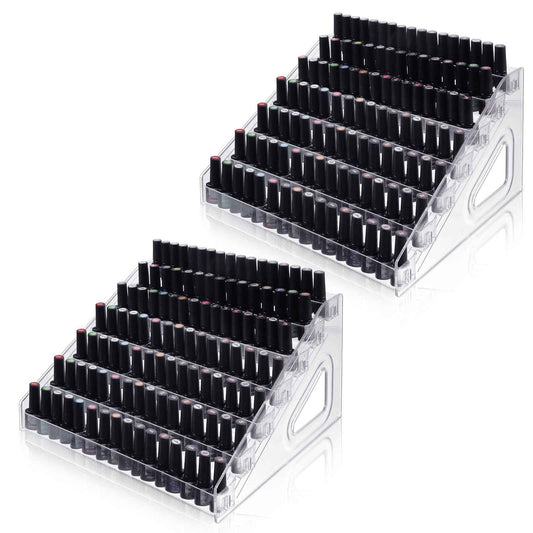 Nodaaiie 2 Pcs 7 Tiers Clear Essential Oils Nail Polish Organizer Acrylic Display Stands, Paint Organizer Rack, Acrylic Display Rack for Nail Polish, Sunglasses, Essential Oils, Eyeglasses and Makeup