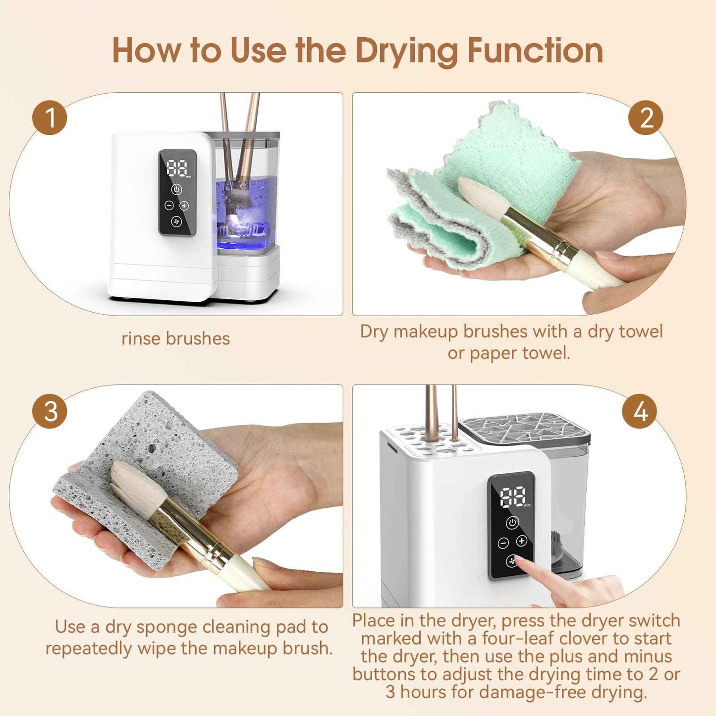 5-in-1 Electric Makeup Brush Cleaner & Dryer Machine- Portable Automatic USB Cosmetic Brushes Cleaner Tool with Deep-Clean Silicone Brush for All Size Brushes (Contour, Eyeshadow, Blush)