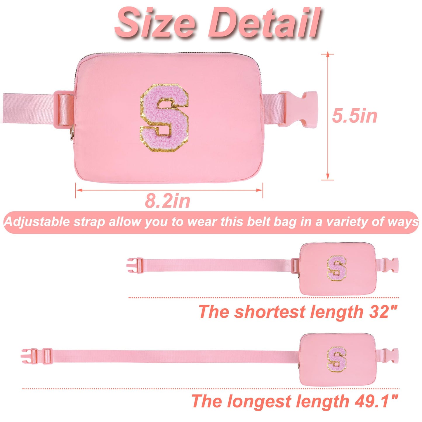 Uygafly 10th 20th 30th 40th 50th 60th 70th Birthday Gifts for Mom Daughter Friends Sister Girlfriend Her,Belt Bag for Women Girls Teens Trendy Waist Packs Fanny Pack Crossbody Bags | Peach,S