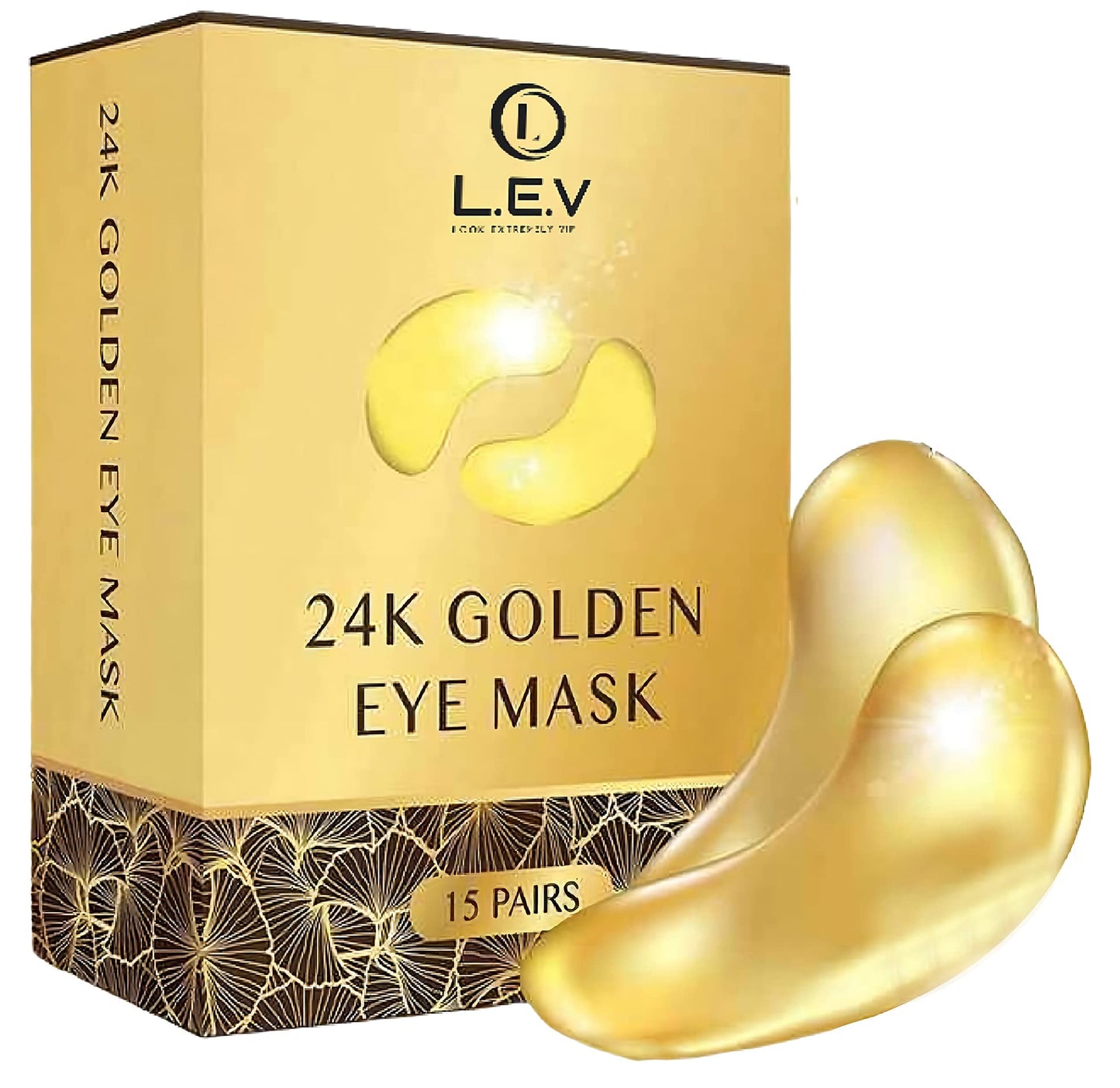 Look extremely vip LEV - 24K Gold Eye Mask for Puffy Eyes & Dark Circles - Refreshing Treatment to Reduce Fatigue, Wrinkles, and Puffiness - 15 Pairs of Eye Mask Skincare