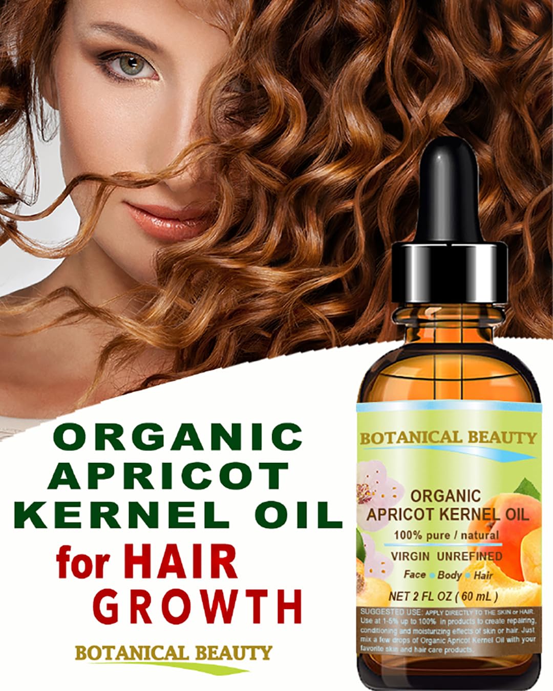 Botanical Beauty ORGANIC APRICOT KERNEL OIL Australian 100% Pure Virgin Unrefined Cold Pressed Carrier Oil 1 oz- 30 ml for Face Hair Body Nails Skin Anti-Aging