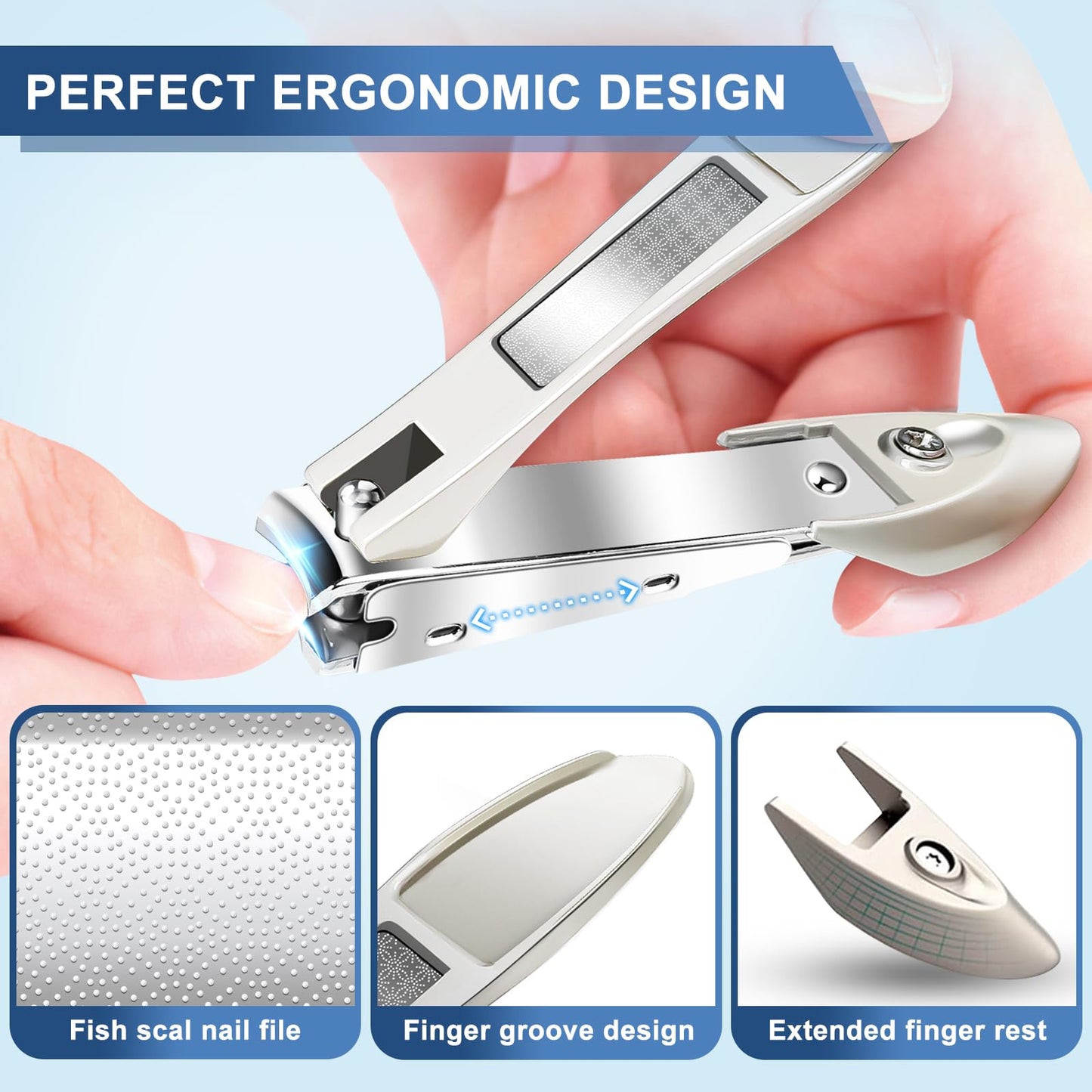 2024 New Nail Clippers, Upgrade Nail Clippers for Men with Wide Opening, Professional Ultra Sharp Nail Clippers with Catcher, Extra Large Heavy Duty Fingernail Clipper Cutter for Thick Nails