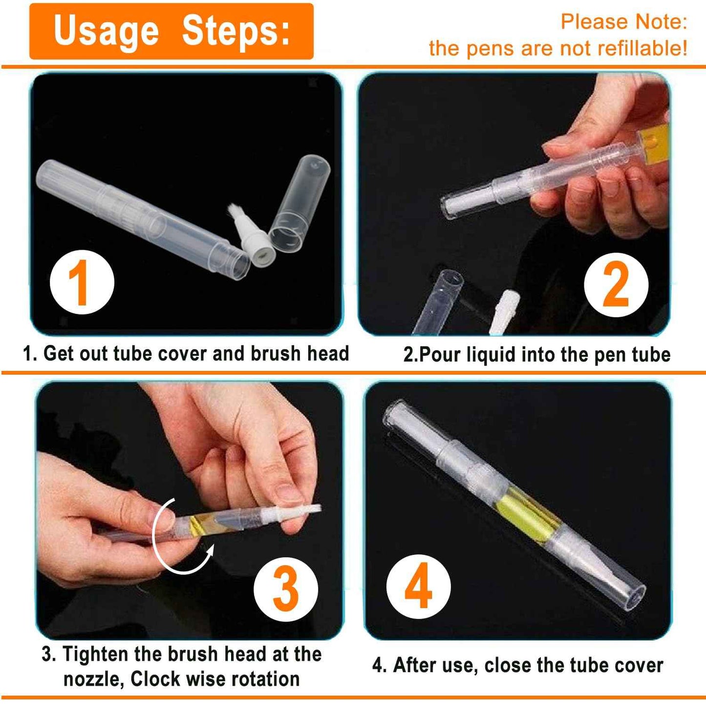 30 Pack 5 ML Cuticle Oil Pens, Empty Nail Oil Pen Transparent Twist Pens with Brush Tip Cosmetic Lip Gloss Containers Applicators Eyelash Growth Liquid Tube with Sticker