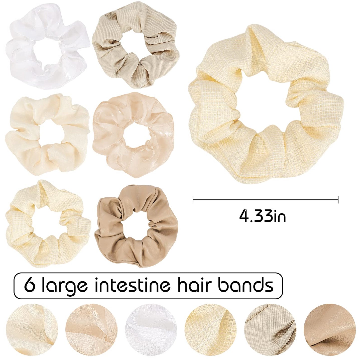 Matte Scrunchies for Hair 6PCS Cotton Scrunchies for Women Girl Thick Hair Ultra Textured Soft Ponytail Holder Nude Scrunchies Hair Accessories for Women