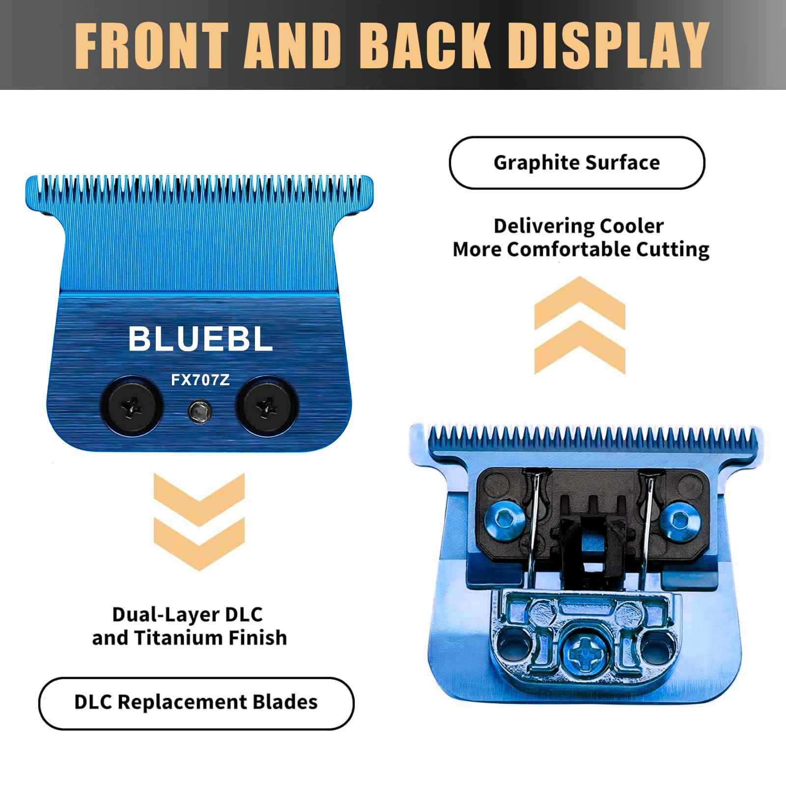 FX707Z Replacement Trimmer Blades compatible with BaByliss PRO PRO FX787 & FX726 Trimmer Trimmer Blade,DLC 2.0 Trimmer Blade (Blues-1PC)