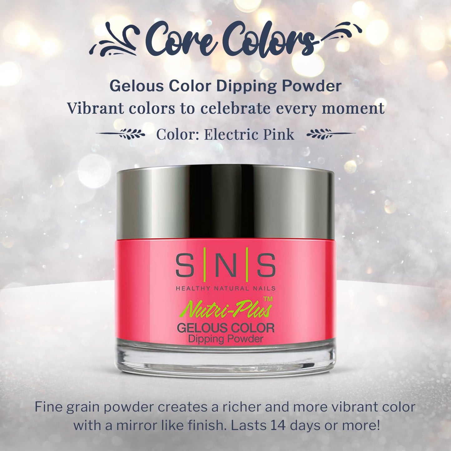 SNS Nail Dip Powder, Gelous Color Dipping Powder - Electric Pink (Pink) - Long-Lasting Dip Nail Color Lasts 14 Days - Low-Odor & No UV Lamp Required - 1oz