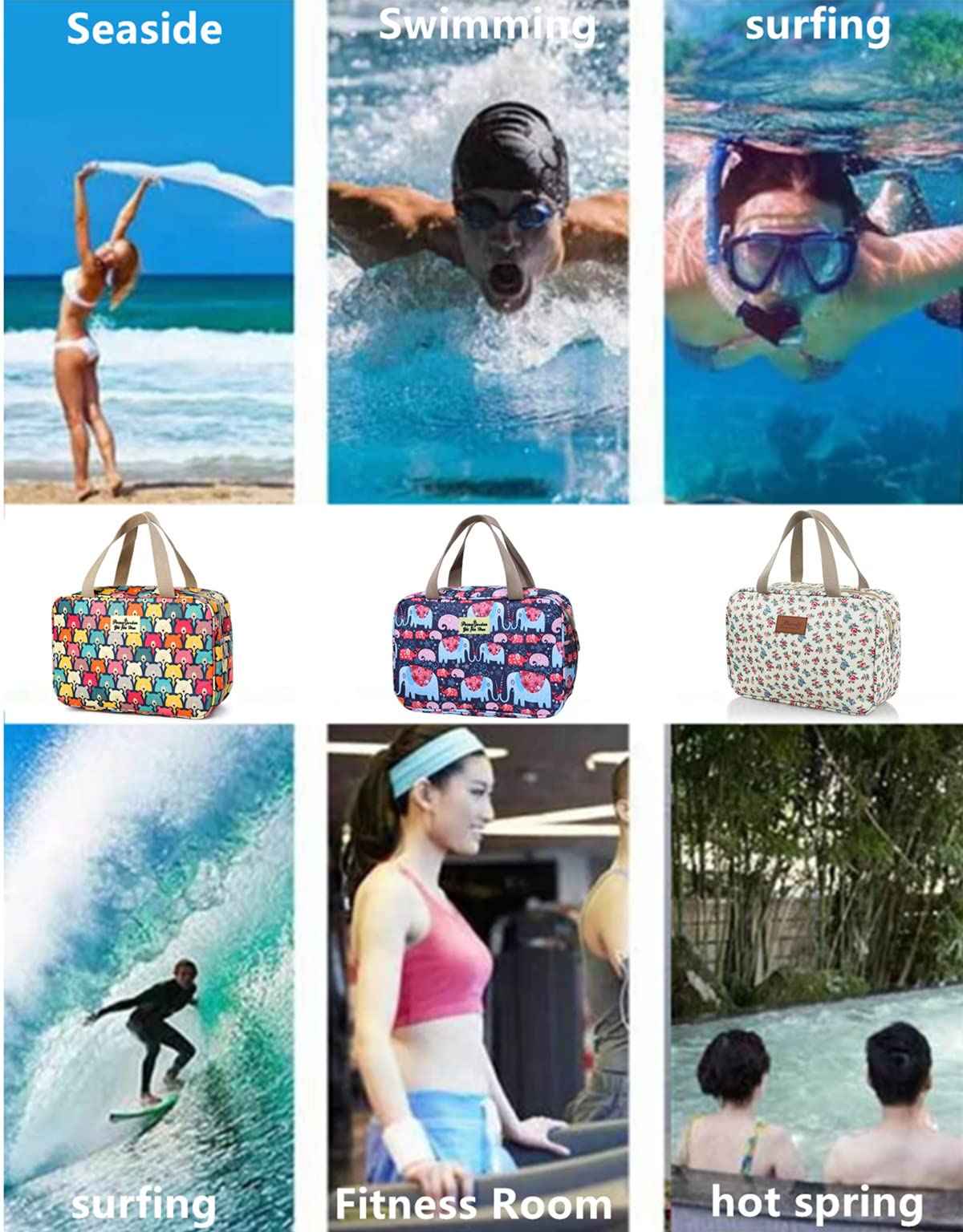 Hjkiopc Large Makeup Bag Toiletry Bag for Women Make Up Bag Cosmetic Bag Toiletries Bag Brush Bags for Traveling (Little Flower Beige)