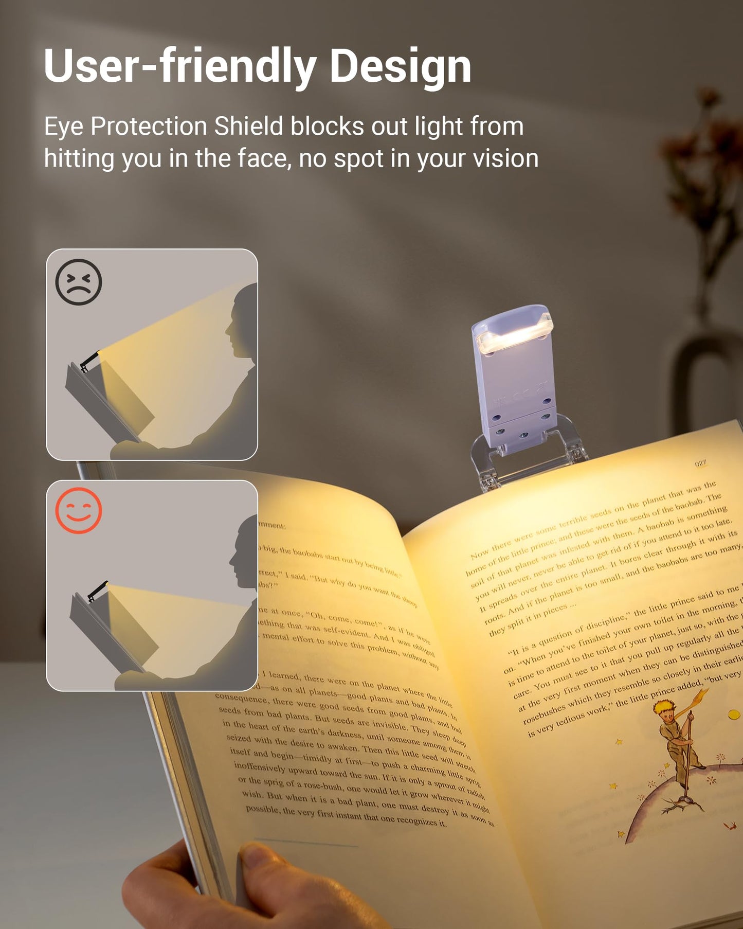 DEWENWILS USB Rechargeable Book Light for Reading in Bed, Clip-on LED Reading Lamps Portable Bookmark Lights for Kids, Book Lovers, Warm White, Brightness Adjustable for Eye Protection (Purple)