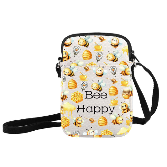 JXGZSO Honey Bee Makeup Bag With Zipper Bee Lover Gifts For Women Bee Cosmetic Bag (Bee Crossbody)