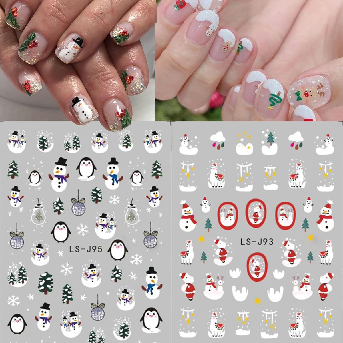 Christmas Nail Stickers for Nail Art 6 Sheet Christmas Nail Art Stickers Santa Claus Reindeer Elk Penguin Snowman Nail Art Design Cute Nail Decals Christmas Nail Decoration for Women Holiday DIY