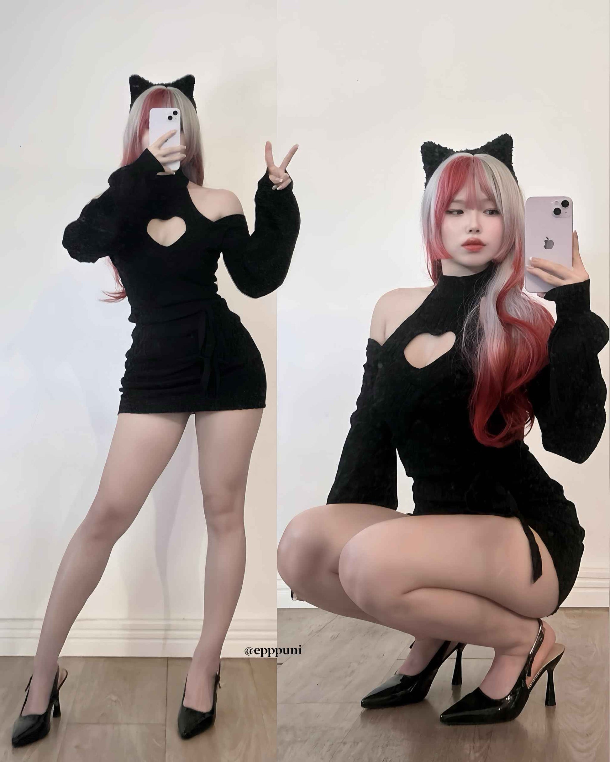 KORURACLUB gradient Wigs cosplay Wig pink Wigs lolita wigs anime Wig halloween Wigs for women (No accessories included) (Crimson Silver Glow)