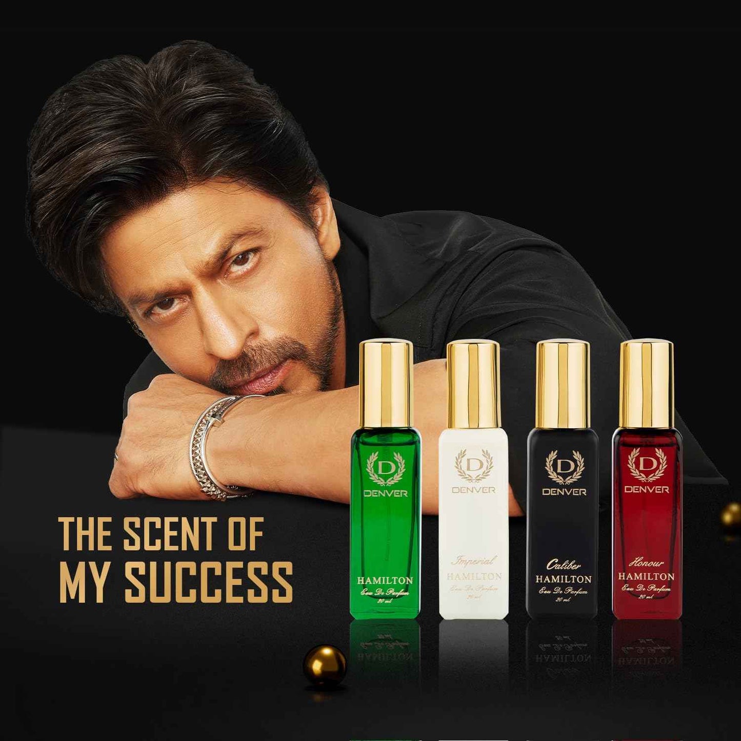 Denver Premium Gift Set for Men, 4x20ml Eau de Parfum Collection | Hamilton, Caliber, Imperial and Honour | Long-Lasting Fragrance and Odor Protection