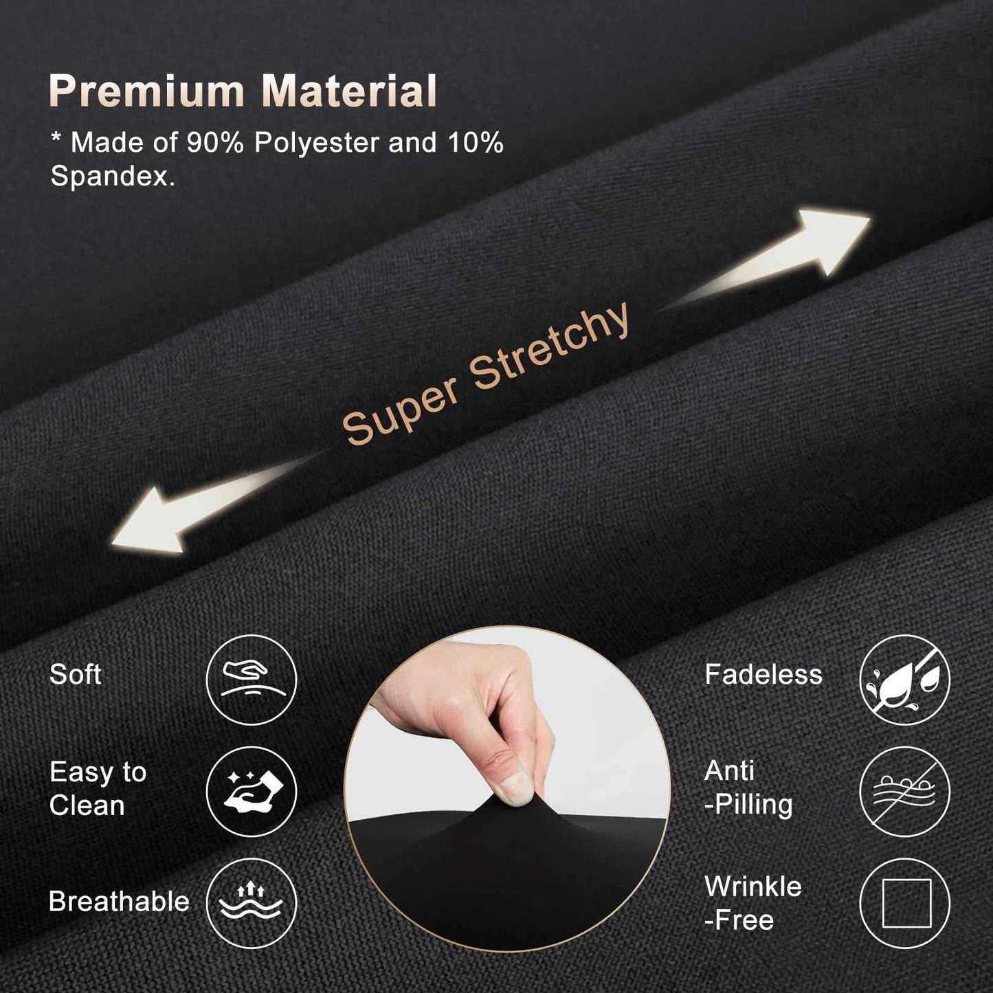 2-Piece Spa Bed Cover Professional Lash Bed Cover Stretchy Massage Table Cover Beauty Bed Protective Topper, Excellent for Lash Extension, Spa, Massage, Beauty Salon, Wax, Tattoo (Black)