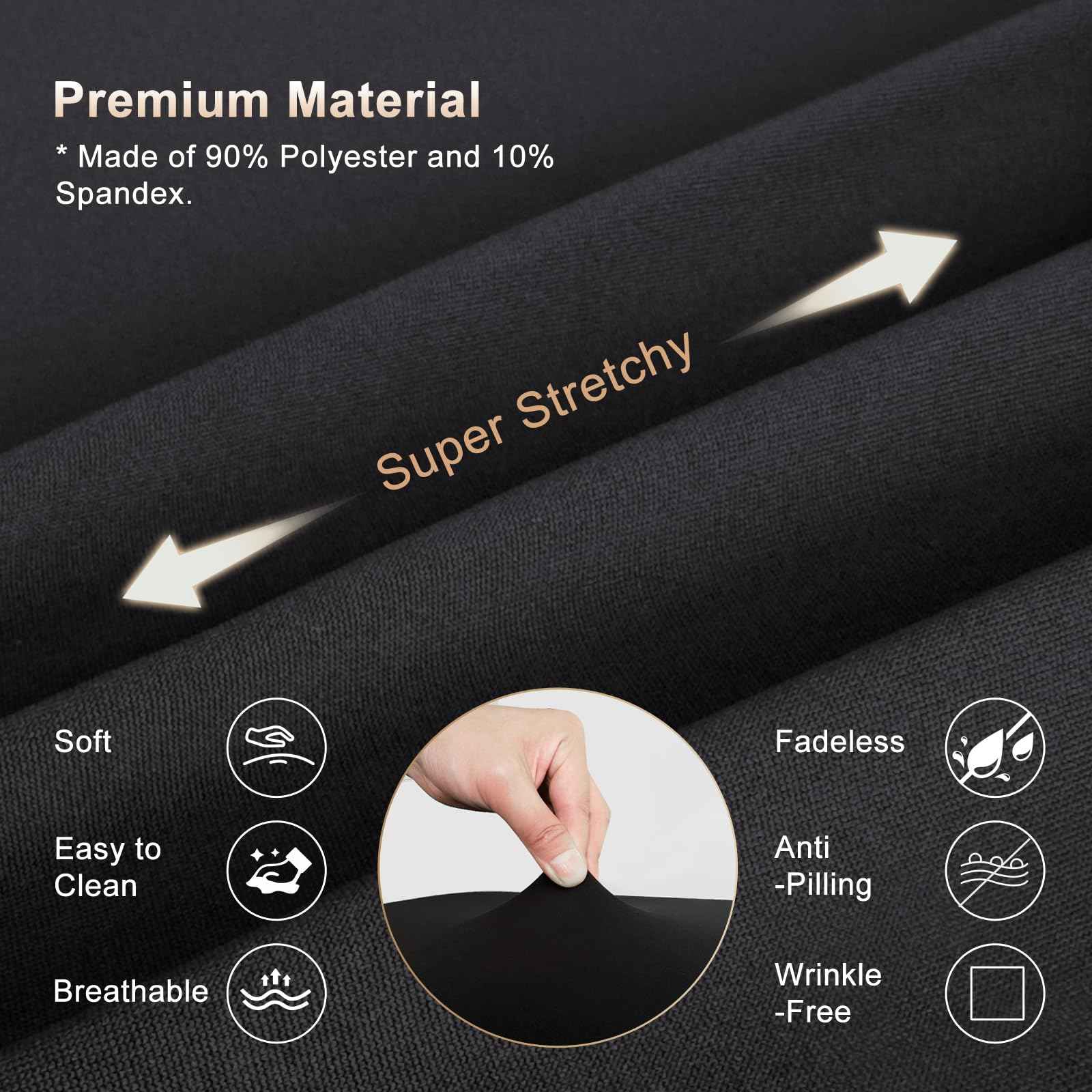 2-Piece Spa Bed Cover Professional Lash Bed Cover Stretchy Massage Table Cover Beauty Bed Protective Topper, Excellent for Lash Extension, Spa, Massage, Beauty Salon, Wax, Tattoo (Black)