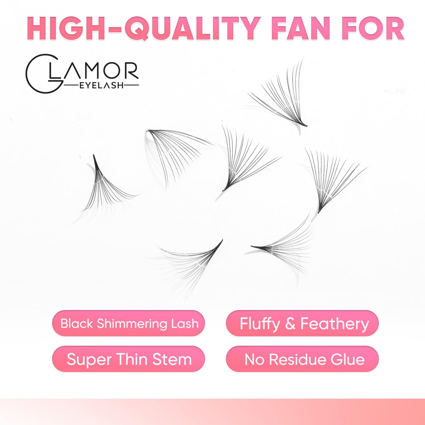 GLAMOREYELASH 500 Promade Volume Fans Loose Eyelash Extension, Handmade Individual Lashes Loose Fan 3D-16D, 0.03/0.05/0.07mm Thickness, C CC D Curl for Mink Lashes, 8-16mm Length (12D-0.03-CC, 15mm)