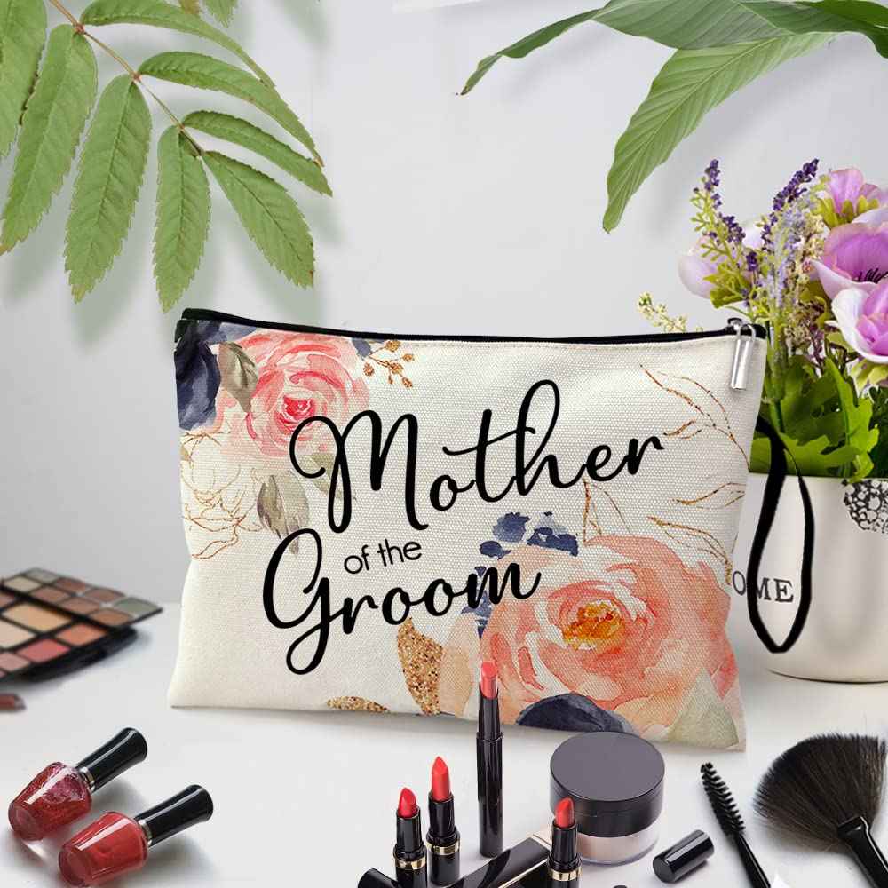 ZHANTUONE Mother of the Groom Funny Cosmetic Bag, for Travel Toiletry Zipper Storage Pouch Makeup Bag, Wedding Engagement, Present for Mother Women, Wedding Gifts for mom friend coworker Sister BFF