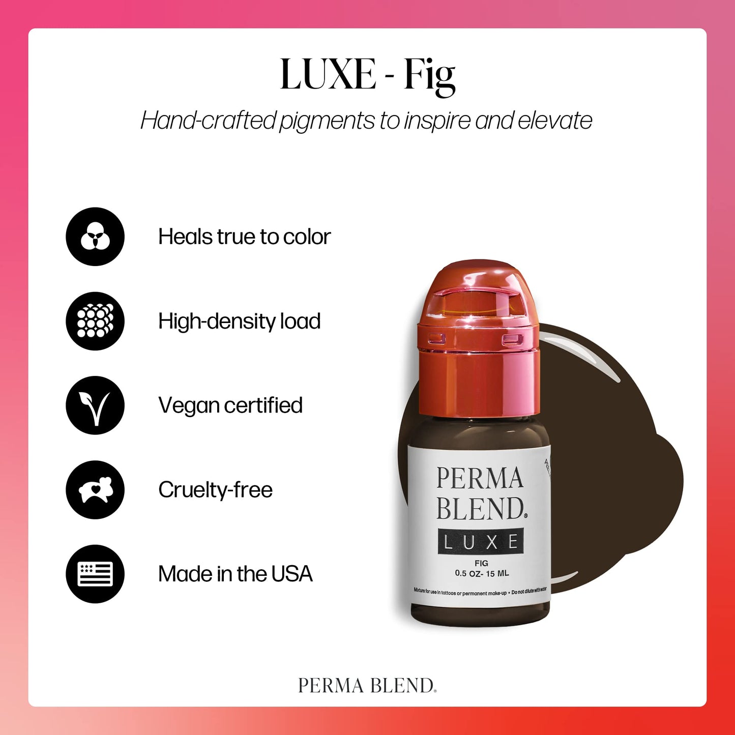 Perma Blend Luxe - Fig - Vegan Lip Tattoo Ink - Cool Brown Microblading Pigment with Medium Opacity - for Lip Blush & Permanent Makeup - Cruelty-Free (0.5 oz)