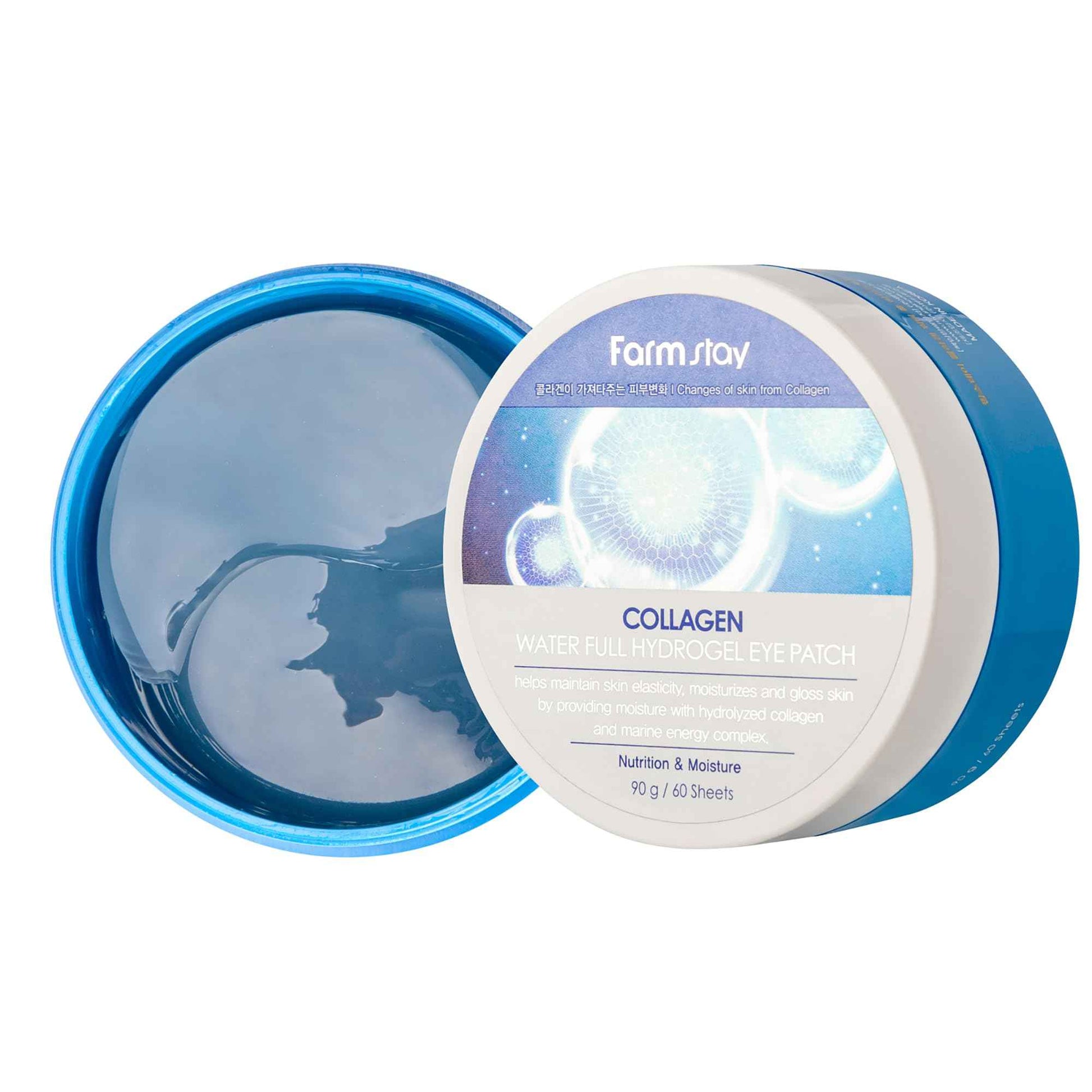 FARMSTAY Collagen Water Full Hydrogel Eye Patch - Hydrating Under Eye Mask with Collagen - Refreshes Tired Undereyes - Promotes Collagen Production - 60 pc (Pack of 2)