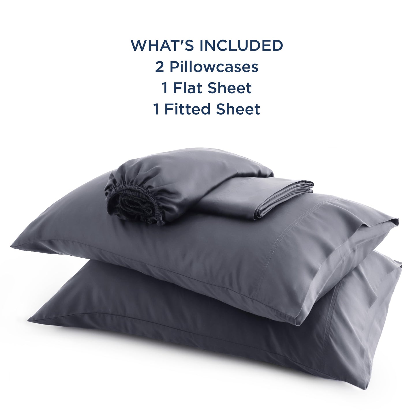 Bedsure King Size Sheet Set, Cooling Sheets King, Rayon Derived from Bamboo, Deep Pocket Up to 16", Breathable & Soft Bed Sheets, Hotel Luxury Silky Bedding Sheets & Pillowcases, Dark Grey