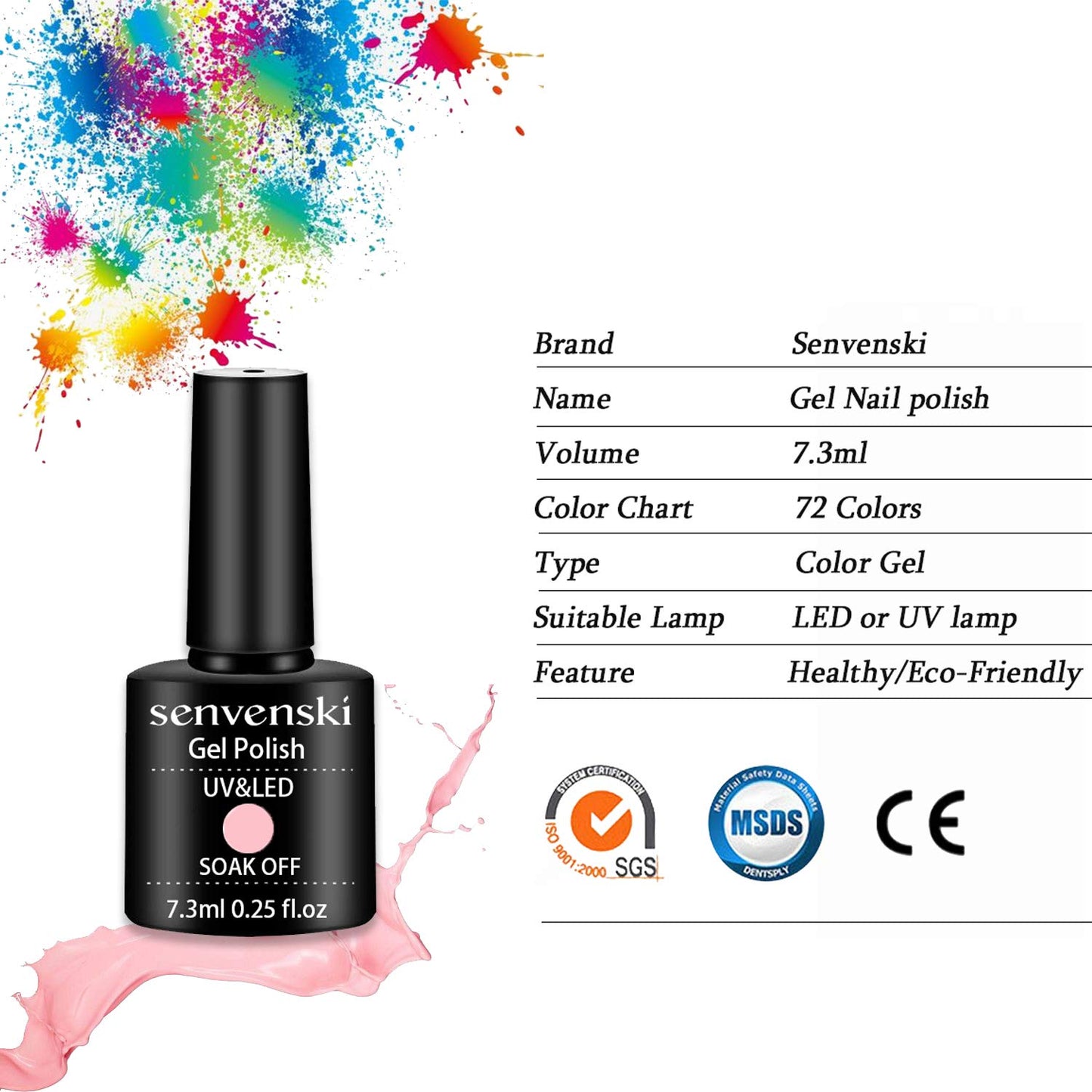 senvenski Color Changing Gel Nail Polish Blue Pink Glitter Mood Chameleon Thermal Temperature Gift Set UV LED Art Manicure Varnish (WB2-003)