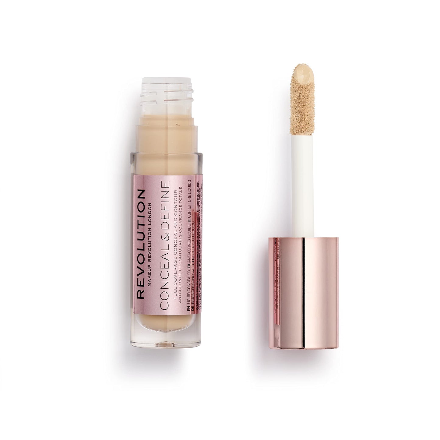 Makeup Revolution Conceal and Define Concealer, Full Coverage & Matte Finish, C7.5 for Medium/Tan Skin Tones, Vegan & Cruelty-Free, 0.7 Fl Oz