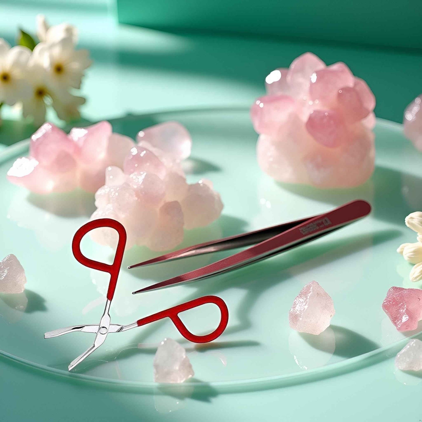 1Pc Red Eyebrow Tweezers Stainless Steel Scissors Shaped Tweezers Slant Tip Tweezer Clip Hair Tweezer Beauty Tool for Women Girl Hair Removal