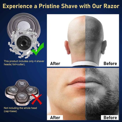 4pcs Shaver Replacement Blades for Skull Shaver Pitbull Boron PRO,Triple-ring Shaver Replacement Heads Compatible with Skull Shaver Pitbull Gold/Silver/Platinum/Diamond Pro Shaver and Palm Shaver
