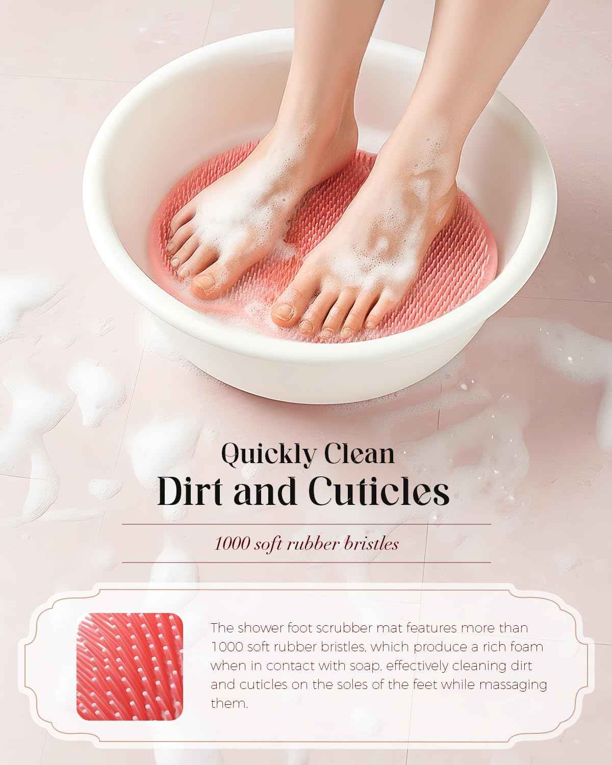 Silicone Shower Foot Scrubber Mat, 2026 Upgraded Shower Foot and Back Scrubber Massage Pad with Non-Slip Suction Cups, Magic Exfoliating & Massages Scrubber Mat for Soothes Tired Feet (Blue)