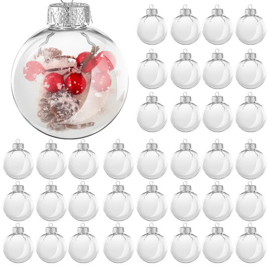 80 Pcs Clear Christmas Ball Ornaments Bulk Plastic Fillable Clear Ornaments for Crafts DIY Transparent Hanging Ornaments with Removable Top for Holiday Party Christmas Tree Home Decor (67 mm)