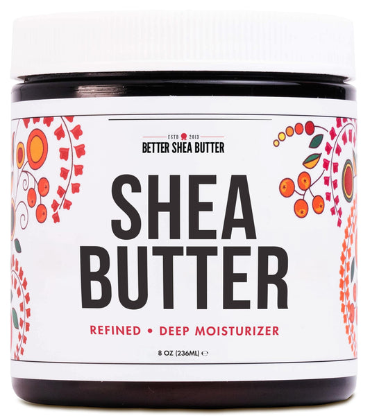 Refined Shea Butter Unscented - 100% Pure African Shea Butter for Hair & Dry Skin - Shea Butter Soap Base - Face & Body Moisturizer, for DIY Whipped Body Butter & Lip Balm 8 oz Jar