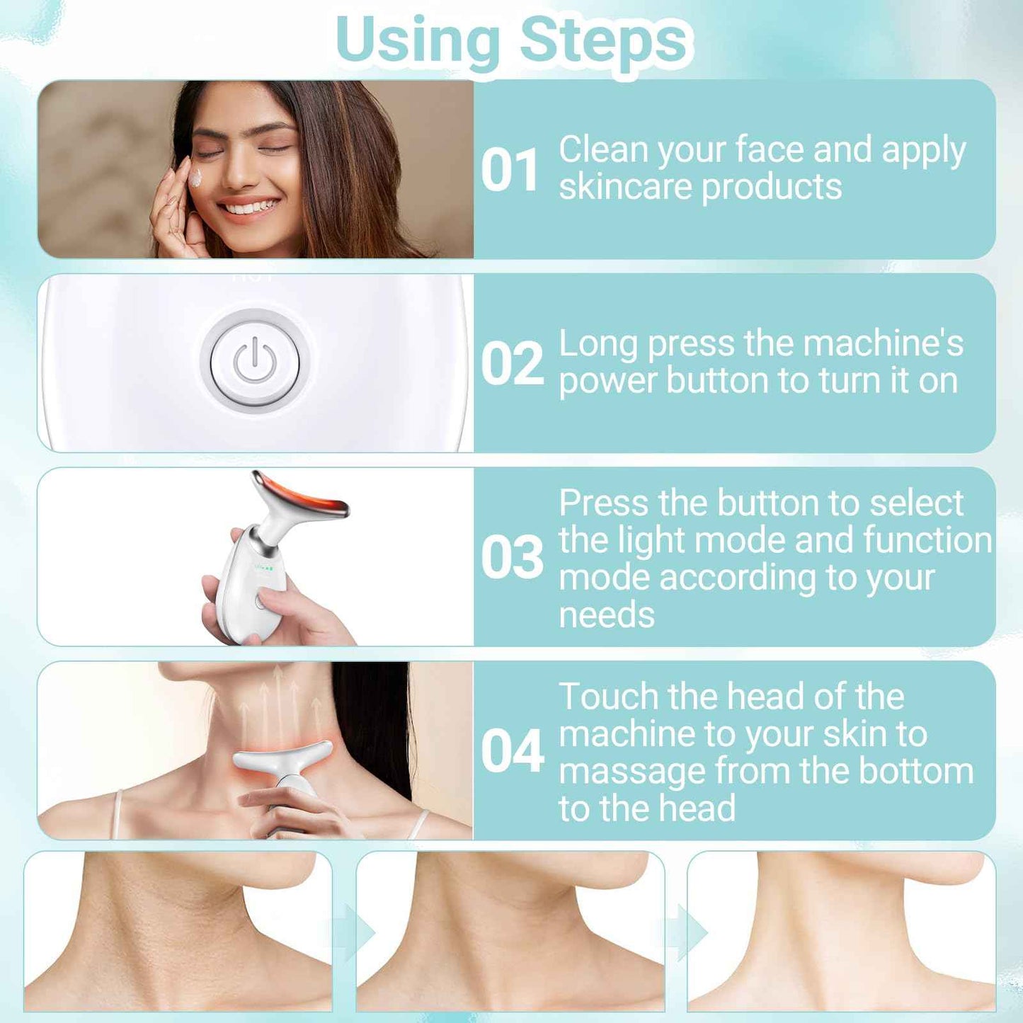 Oriflame Neck and Face Massager, Face Roller, Face Sculpting Skin Care Tool, Improve, Firm, Tightening and Smooth 3 Modes, White