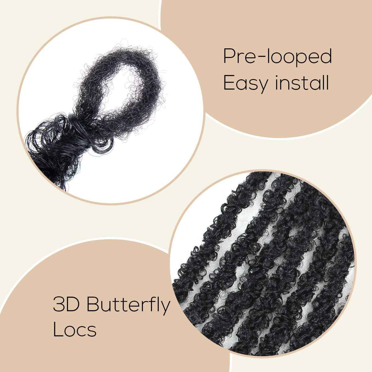 24 Inch Distressed Butterfly Locs Crochet Hair, 8 Packs Thick Distressed Locs Crochet Hair Long Black Butterfly Jumbo Loc Pre Looped Light Weight(24Inch - 8Pack, 1B)