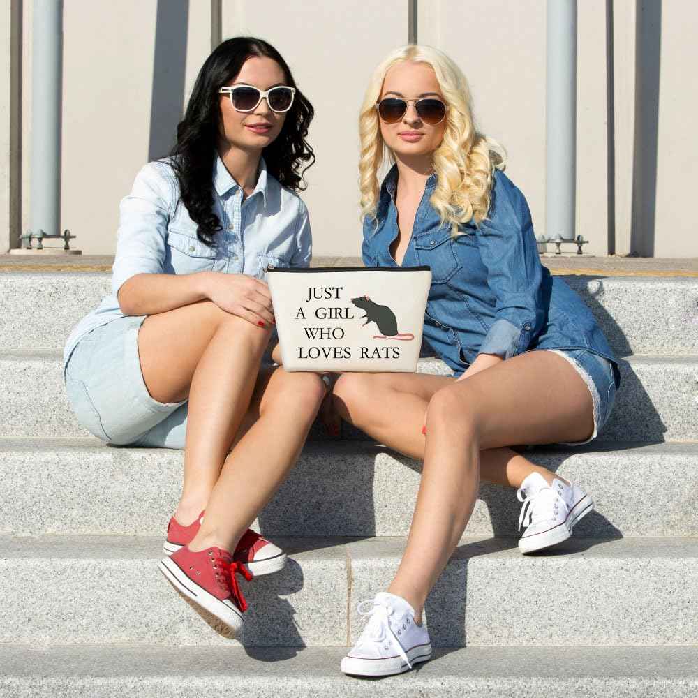 VICBOU Cute Rat Makeup Bag Rat Gifts for Women Girls Rats Decor Stuff Merch for Animal Lovers Funny Christmas Birthday Gift for Teens Best Friend Daughter BFF Sister Bestie Cosmetic Bag