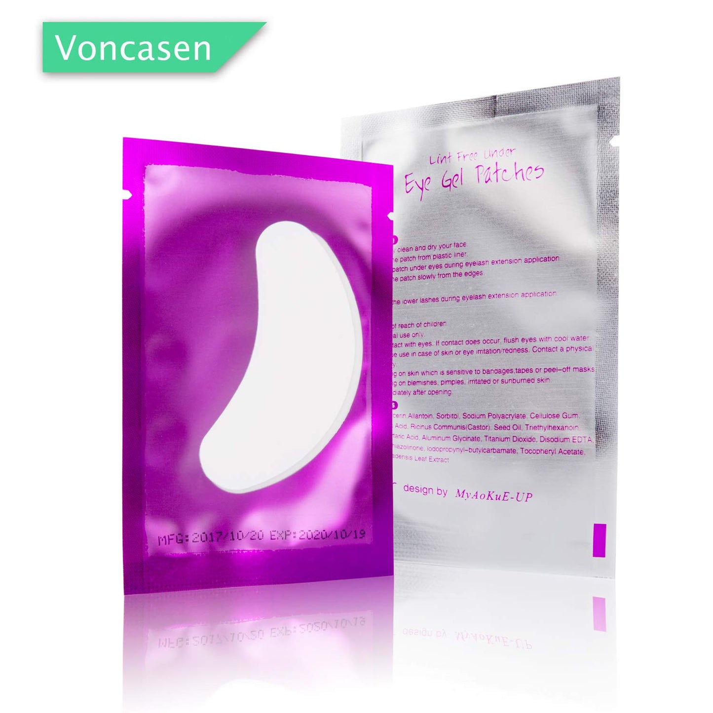 Voncasen 100 Pairs Set Under Eye Pads, Comfy and Cool Under Eye Patches Gel Pad for Eyelash Extensions Eye Mask Beauty Tool (Purple)