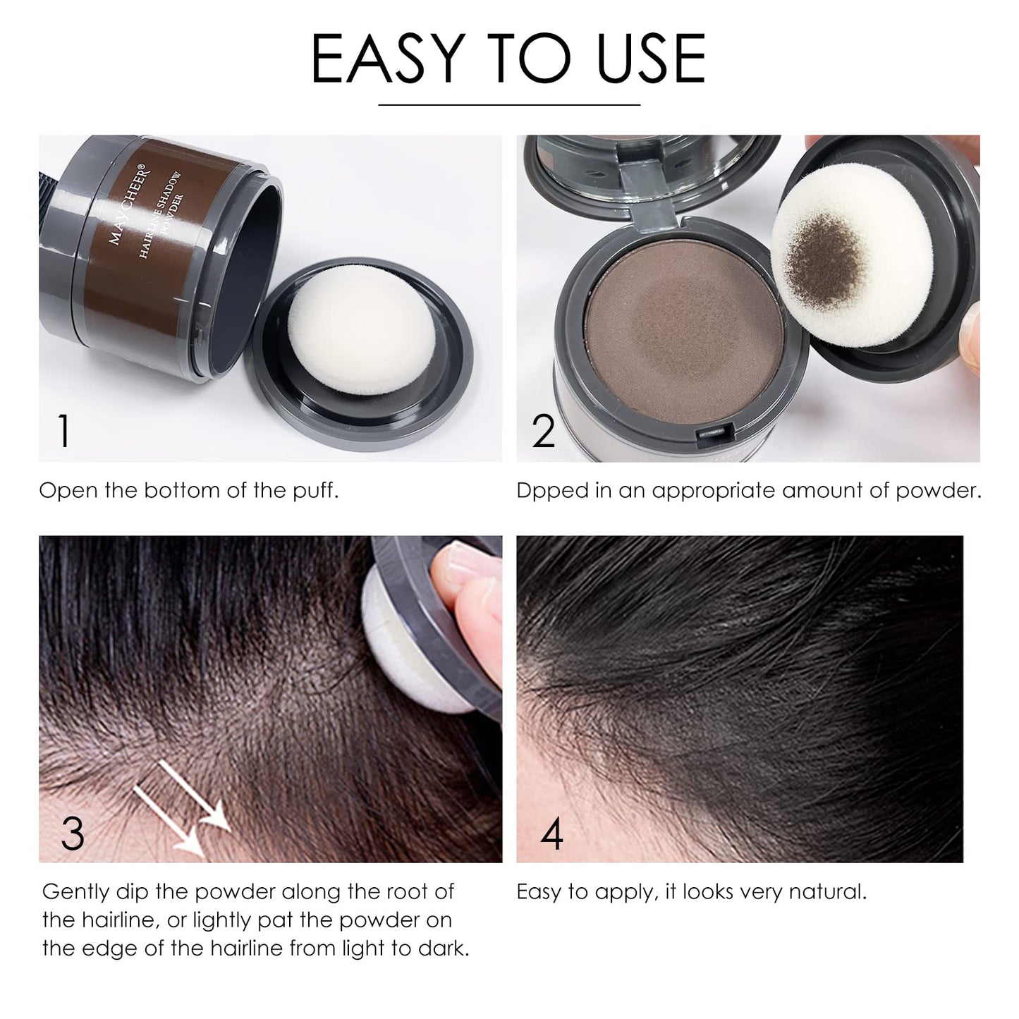 FREEORR Root Touch Up Powder for Thinning Hair - Hairline Shadow Powder for Gray Hair Coverage, Brown