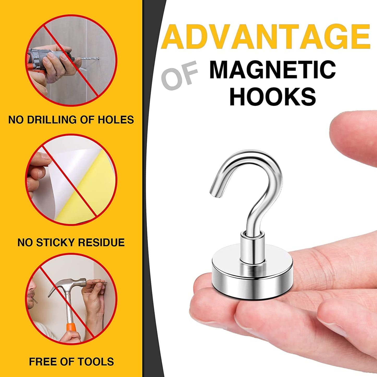 DIYMAG Magnetic Hooks, 25Lbs Strong Heavy Duty Cruise Magnet S-Hooks for Classroom, Fridge, Hanging, Cabins, Grill, Kitchen, Garage, Workplace and Office etc, (1000 Pack-Silver),Screw in Hooks