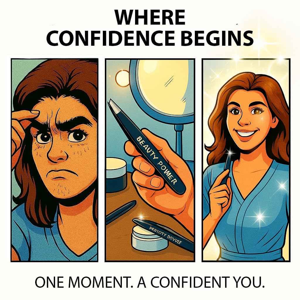 Beauty Power Ultra-Precision Professional Slant Tweezers for Women Facial Hair - German Stainless Steel, Lightweight Black Tweezers for Women & Men, Ideal for Eyebrow & Facial Grooming (Matte Gray)