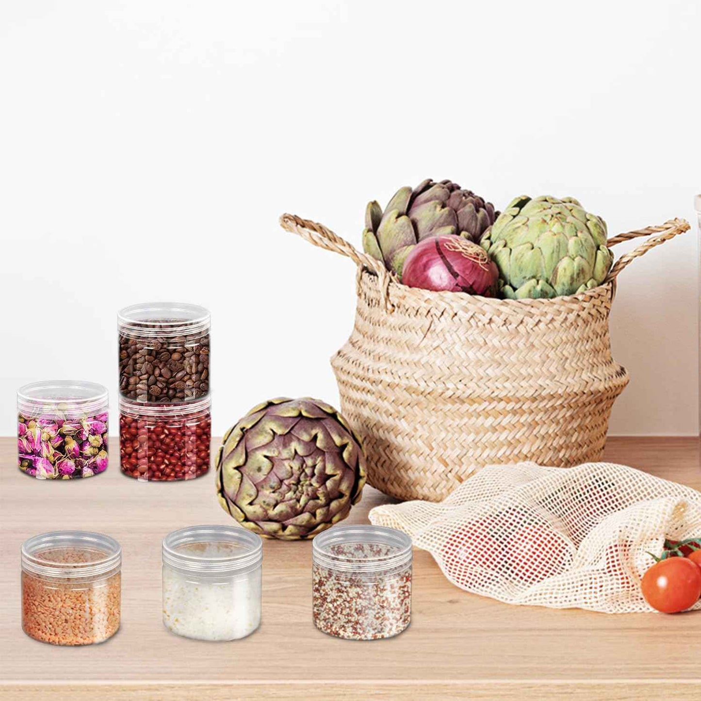 4oz Plastic Jars, 30 Pack Clear Slime Containers - Wide-Mouth Refillable Storage Jars for Cosmetics, Lotion & Food