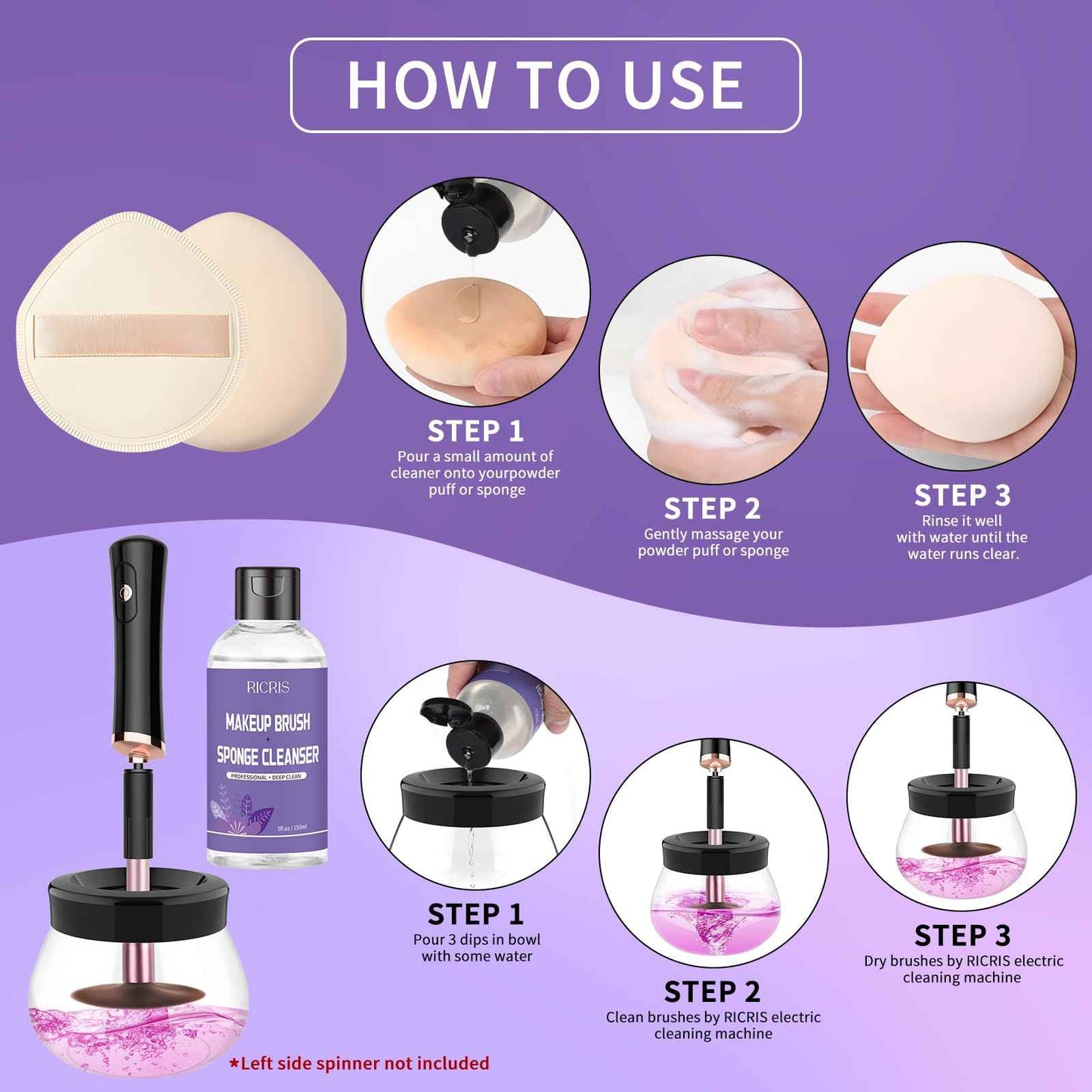 RICRIS Makeup Brush Cleaner Machine and Shampoo