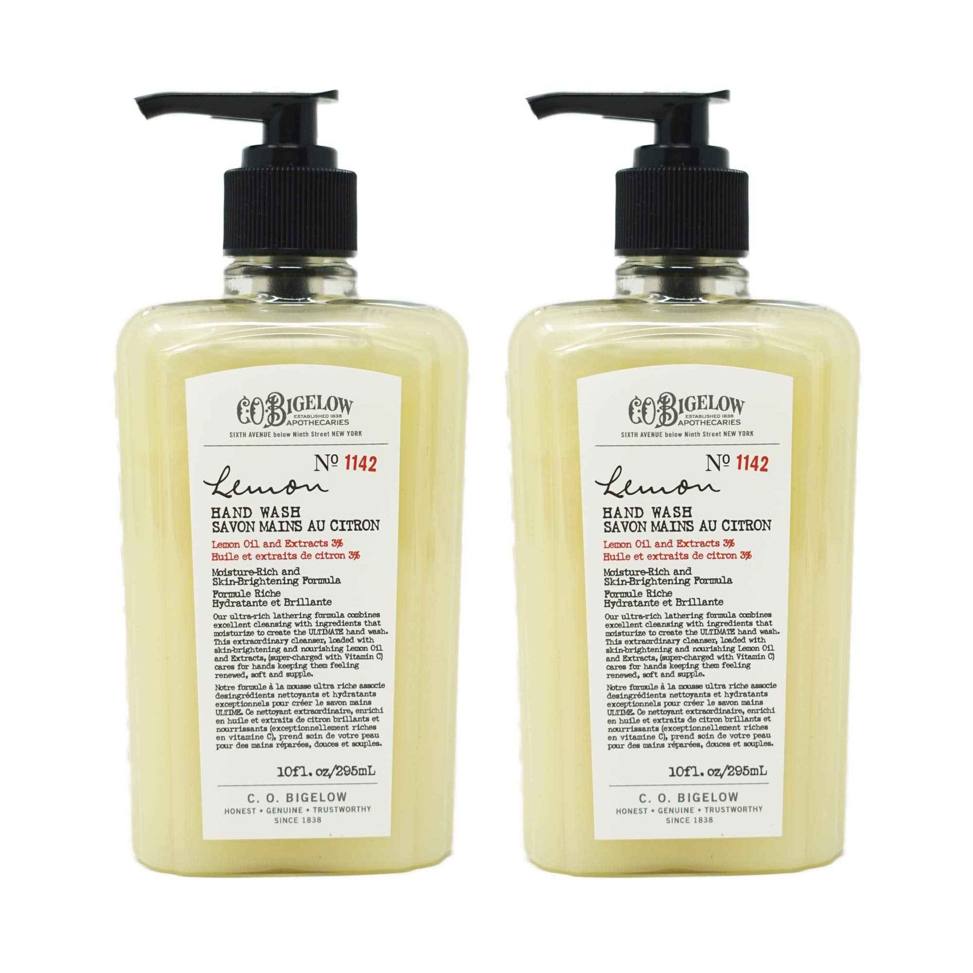 C.O. Bigelow Lemon Hand Wash, Pack of 2 Liquid Hand Soap with Lemon Extract & Aloe Vera, 10 Fl Oz