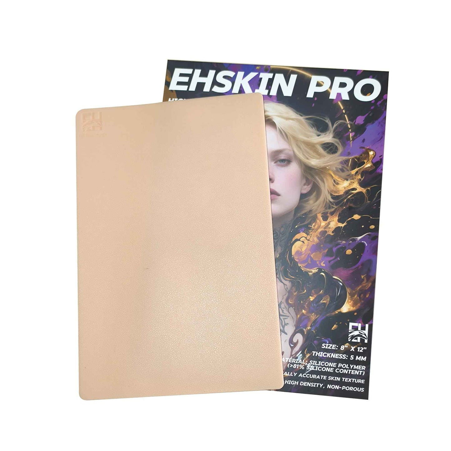 EH Tattoo Professional Tattoo Practice Skin - EHSKIN PRO 8"x12" Silicone Training Substrate 5mm Thick Dual-Use for Skill Practice & Art Display