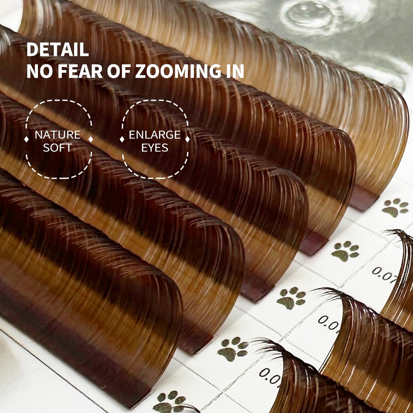 Brown Lash Extensions, Colored Lash Extensions, 0.07 D Curl Lash Extensions, 8-15mm Mix Lash Trays Classic Lash Extensions,Brown Individual Lash Extensions for Professional(0.07-D-Coco Brown 8-15mm)