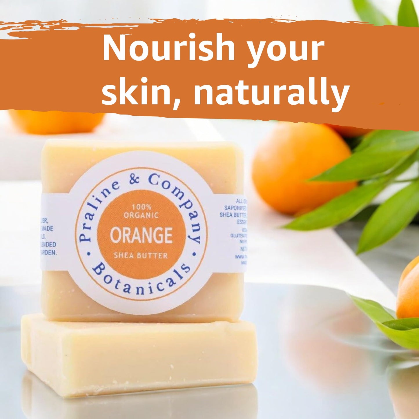 Organic Handmade Orange Bath and Hand Soap for Oily Skin - Bath Soap with Gentle Creamy Moisturizing Foam - Organic Hand Soap with 100% Organic Ingredients - 4oz / 110gr