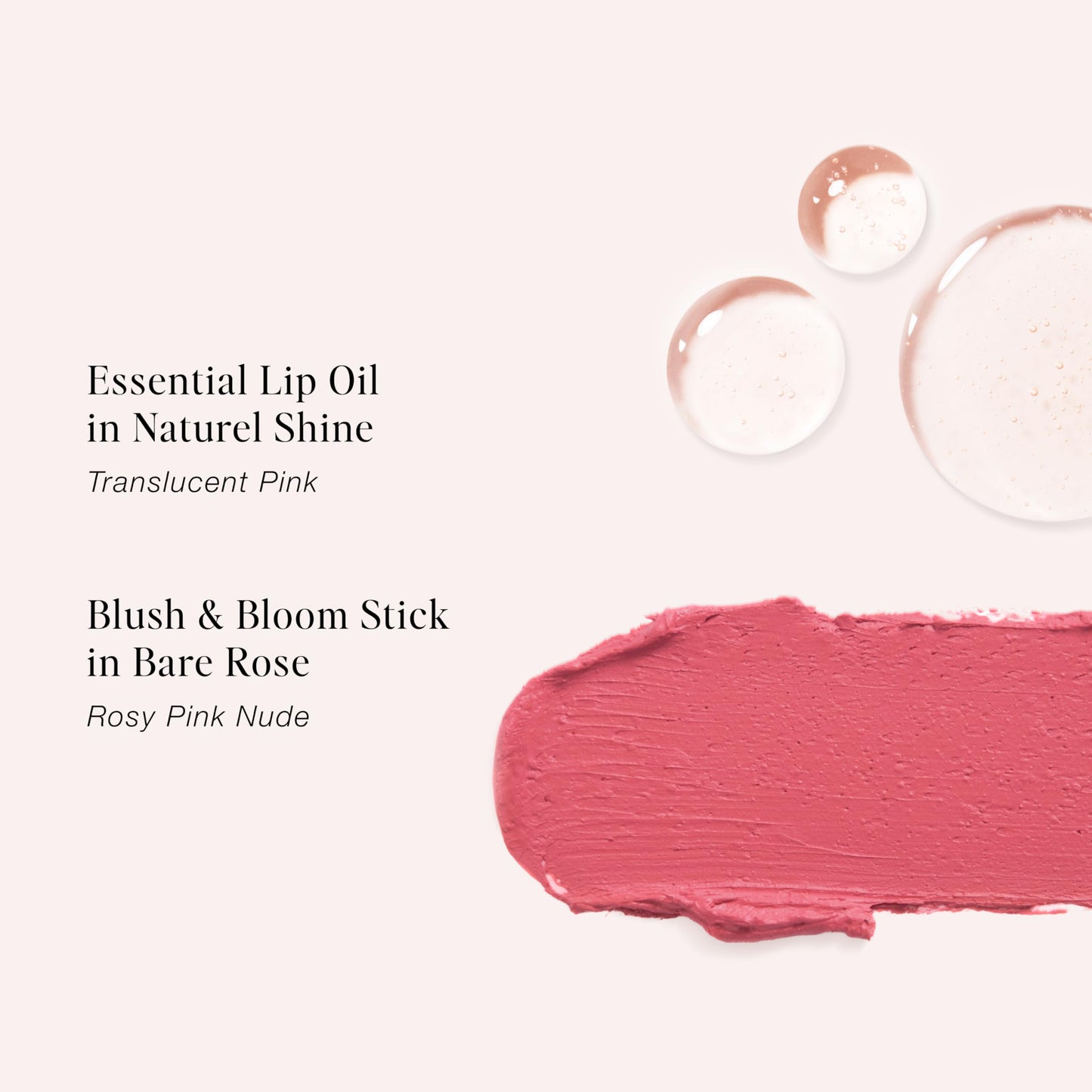 Jouer Blush & Bisous Cheek & Lip Set - Cream Blush - Moisturizing Dry Lip Serum - Clear Lip Oil